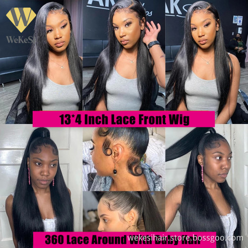 Glueless Pre Plucked 360 Lace Frontal Wigs Vendor, 360 Lace High Ponytail Wig,180 Density Remy Brazilian Straight Wigs For Women